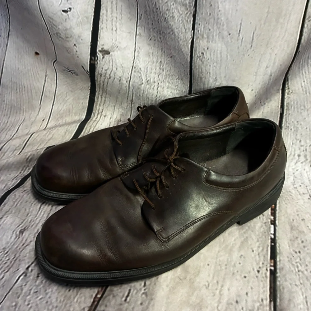 Rockport Men's Margin Plain Toe‎ Dark Brown Leather Lace Up Oxford Shoes Size 12
